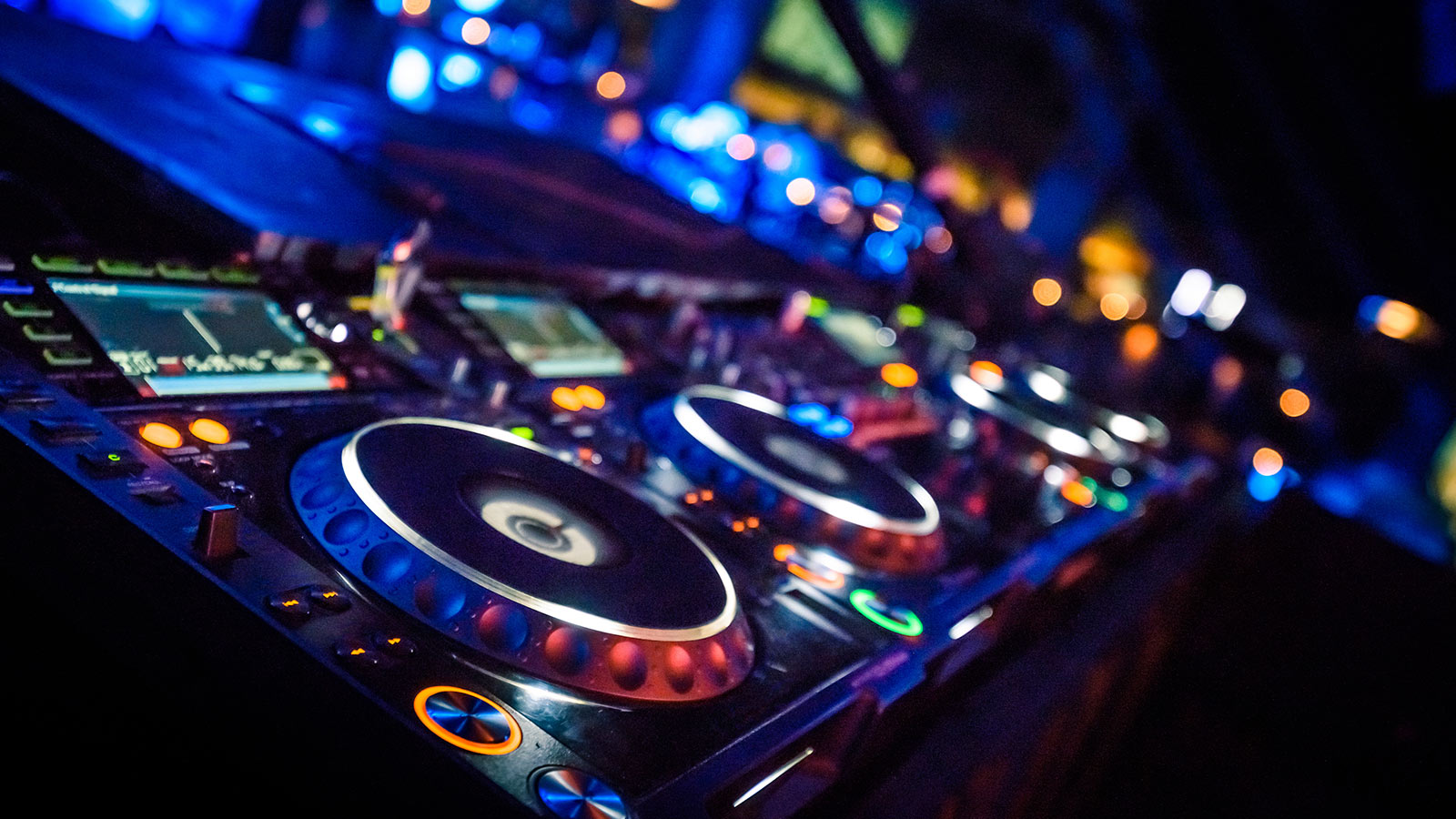 A DJ deck in a night club.